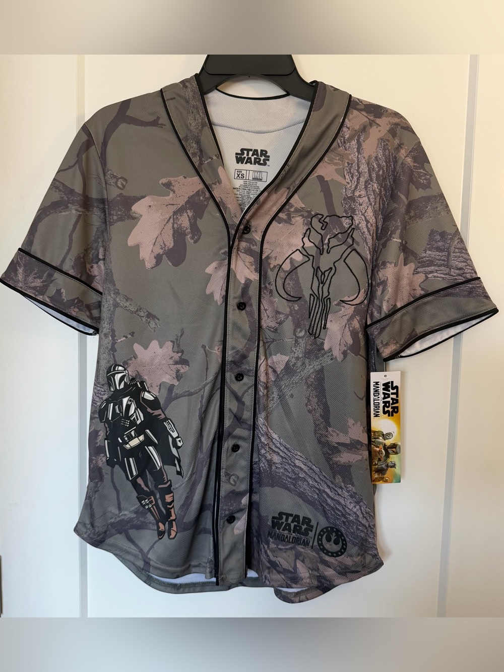 Star Wars Mandalorian Gray Camo Baseball Jersey